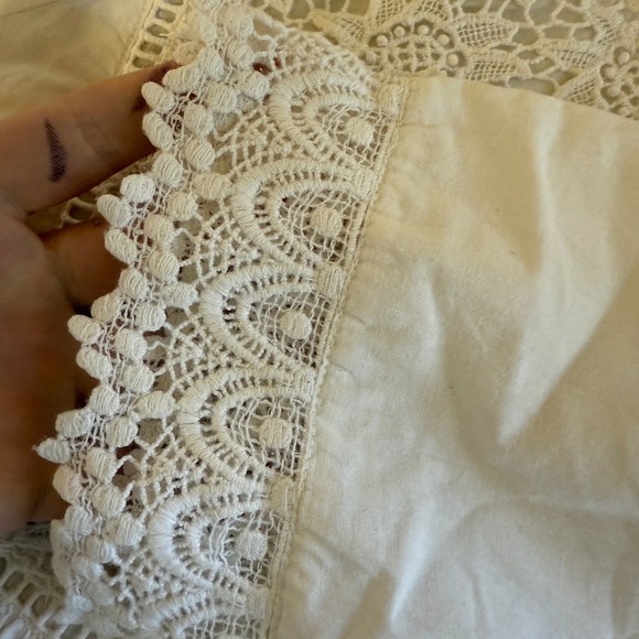 Womens White Crochet Lace Embroidered Tunic Blouse Medium Cottagecare Boho - Picture 6 of 13